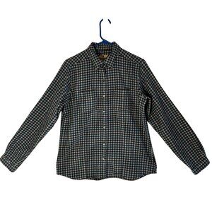 Woolrich Women's Plaid Button-Up Flannel Shirt Medium 100% Cotton Blue/Grey